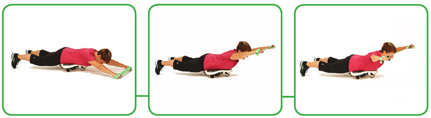 Gym &eacute;lastique - Elastiband - Extension du dos et tirage horizontal (poign&eacute;es 2 et 6)